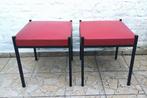 Vintage vierkante krukken, Huis en Inrichting, Tafels | Bijzettafels, Minder dan 55 cm, Gebruikt, Metaal of Aluminium, Vierkant