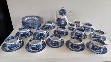 Vintage Woodland servies Enoch Wedgwood - 12 pers. - blauw beschikbaar voor biedingen