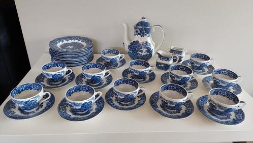 Vintage Woodland servies Enoch Wedgwood - 12 pers. - blauw, Antiek en Kunst, Antiek | Servies compleet, Ophalen