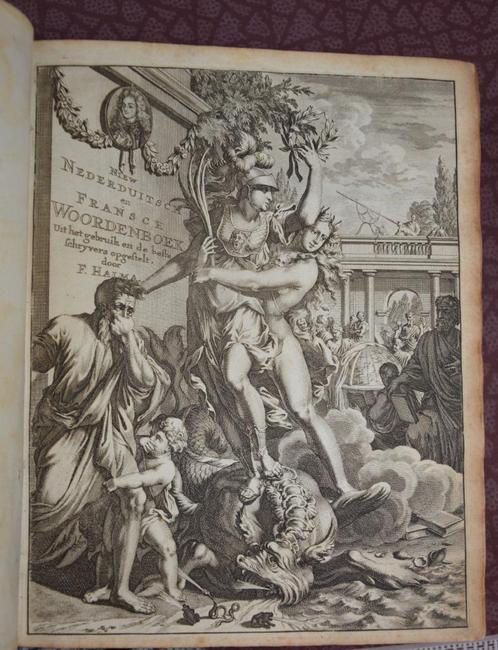Antieke Woordenboek Francois Halma - Twee delig 1708 en 1710, Antiek en Kunst, Antiek | Boeken en Manuscripten, Ophalen of Verzenden