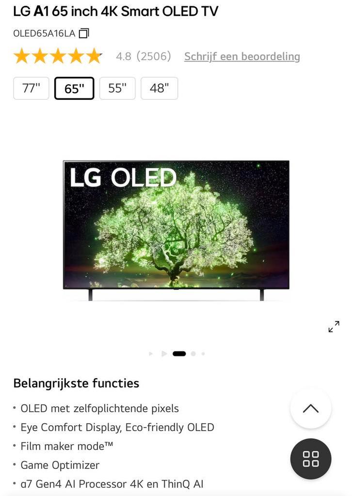 LG OLED 4K 65”, Audio, Tv en Foto, Televisies, Gebruikt, OLED, 100 cm of meer, 4k (UHD), LG, Smart TV, Ophalen