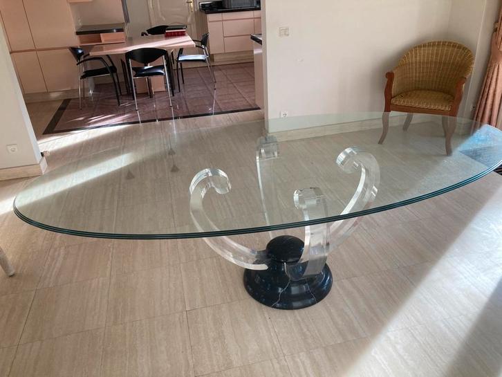 Vintage Romeo Rega Eettafel van Glas, Huis en Inrichting, Tafels | Salontafels, Zo goed als nieuw, Glas, Ophalen