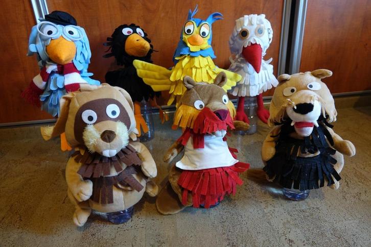 Fabeltjeskrant : complete serie 7 grote handpoppen, Kinderen en Baby's, Speelgoed | Poppen, Gebruikt, Overige typen, Ophalen of Verzenden