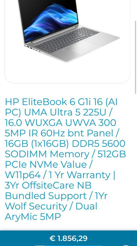 HP EliteBook 6 G1i 16– NIEUW, DOOS ONGEOPEND!, Computers en Software, Windows Laptops, Nieuw, SSD, Ophalen