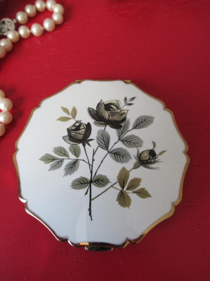 poederdoos-STRATTON-ENGLAND-verguld-émail-VINTAGE, Handtassen en Accessoires, Uiterlijk | Cosmetica en Make-up, Zo goed als nieuw