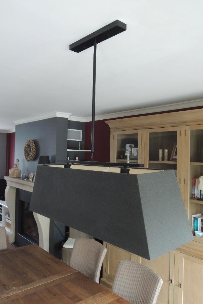 Hanglamp (luster) Arizona, antracietkleurig, Maison & Meubles, Lampes | Suspensions, Utilisé, 50 à 75 cm, Métal, Tissus, Enlèvement