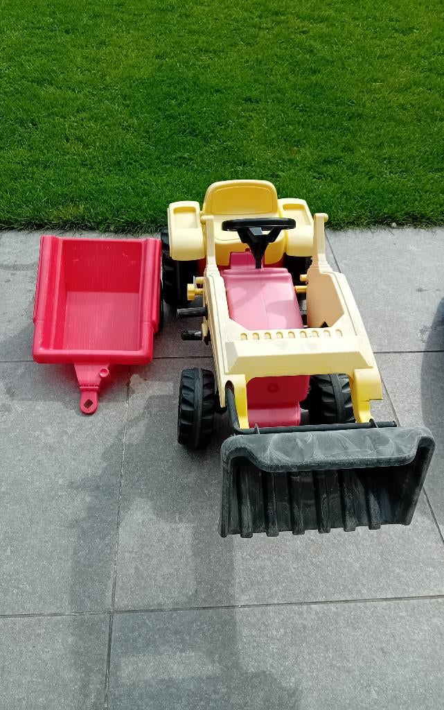 Speelgoedtractor met voorlader en aanhanger, Kinderen en Baby's, Speelgoed | Buiten | Voertuigen en Loopfietsen, Gebruikt, Ophalen