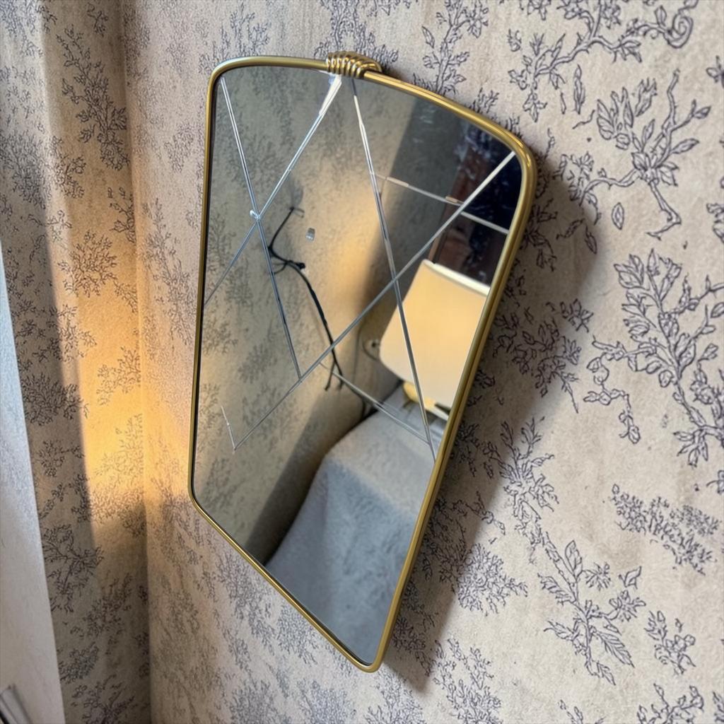 miroir doré/miroir mural vintage motif losange, Maison & Meubles, Enlèvement, Comme neuf