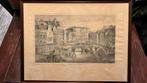 Oude gravure Utrecht Oudegracht en stadhuis ingelijst, Ophalen