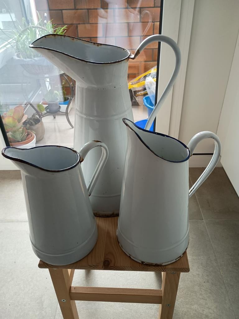 Antiek email wit blauw, Antiek en Kunst, Antiek | Email, Ophalen