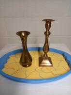 koperen kandelaar + vaasje, Antiquités & Art, Enlèvement