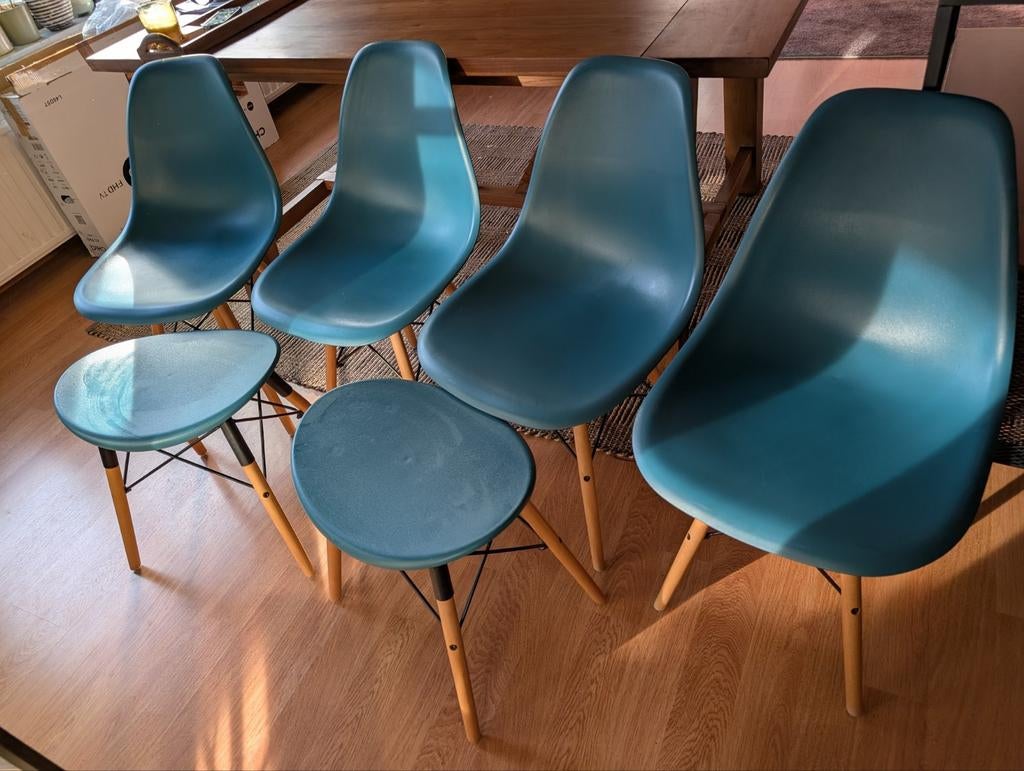 Lot 4 chaises et 2 tabourets, Maison & Meubles, Chaises, Enlèvement, Bois, Deux