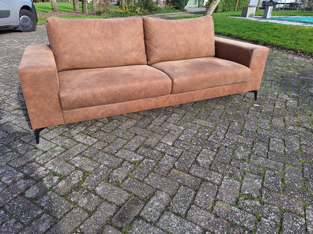 Microleder 4 zits bank, groot bankstel in micro leer, Huis en Inrichting, Zetels | Zetels en Chaises Longues, Gebruikt, Vierpersoons of meer