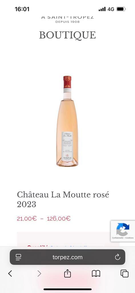 Rosé saint tropez vin château la moutte 2023, Verzamelen, Wijnen, Zo goed als nieuw, Roséwijn, Ophalen of Verzenden