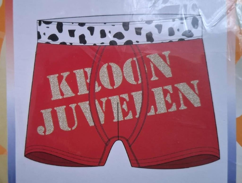 Te koop nieuwe rode boxer met print Kroonjuwelen (maat: XL)., Ophalen of Verzenden, Rood, Ja, Ik Willem!, Boxer