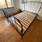 Lit en métal 2 personnes (noir), Maison & Meubles, Chambre à coucher | Lits, 140 cm, Enlèvement, Utilisé, Deux personnes