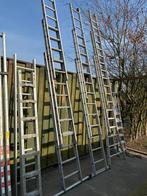 3 delige ladders, trapladders en 1 dakladder met nokhaak., Doe-het-zelf en Bouw, Ophalen, Gebruikt, Ladder, Opvouwbaar of Inschuifbaar