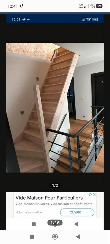 Escalier en bois massif hêtre 1/4 tournant droit, Bricolage & Construction, Échelles & Escaliers, Escalier, Enlèvement