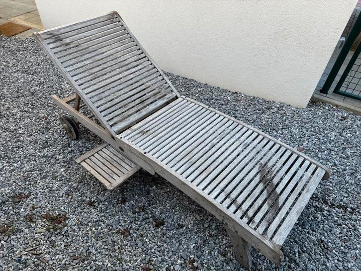 Transat en teck, Tuin en Terras, Ligbedden, Gebruikt, Teakhout, Verstelbaar, Ophalen