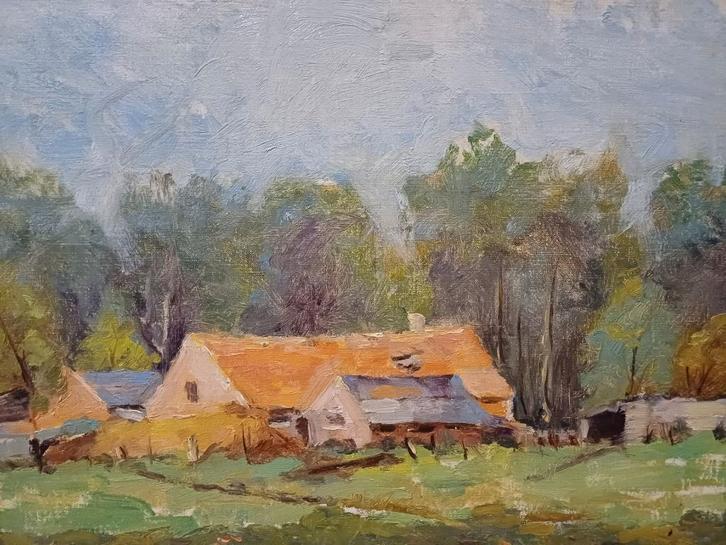 Schilderij M.VAN DEN BEMPT "Boerderij"    30x40, Antiek en Kunst, Kunst | Schilderijen | Klassiek, Ophalen of Verzenden