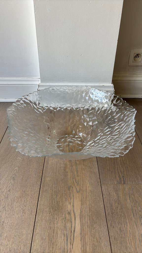 Vintage Glazen Schaal 45cm, Ophalen, Zo goed als nieuw, Schaal