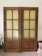 Dubbele eiken deur met glas, mooie pine-deur, Doe-het-zelf en Bouw, Deuren en Vliegenramen, Ophalen, Minder dan 80 cm, Binnendeur