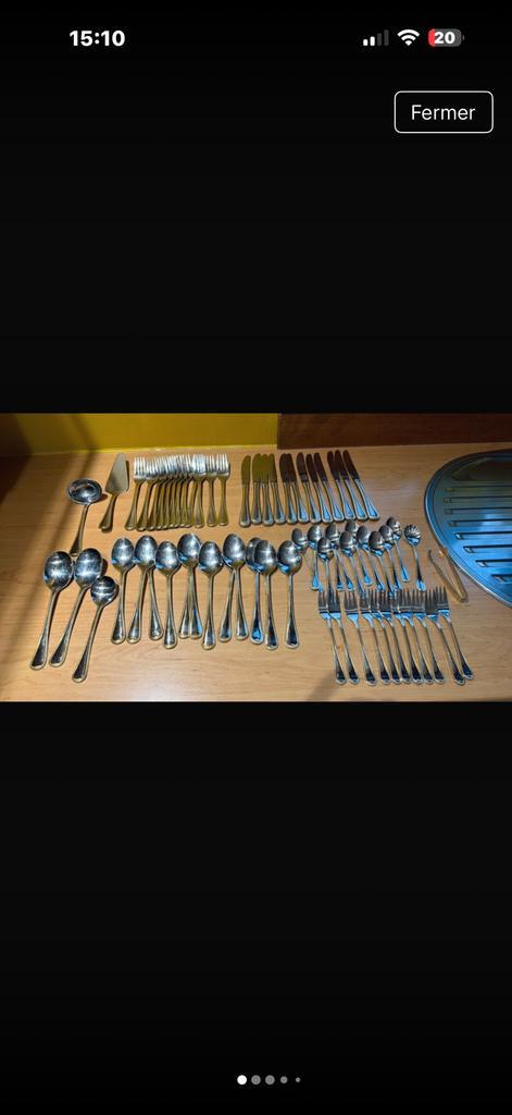 12-delige bestekset 18/10 Edelstahl Rostfrei gestippeld goud, Antiek en Kunst, Antiek | Bestek, Ophalen