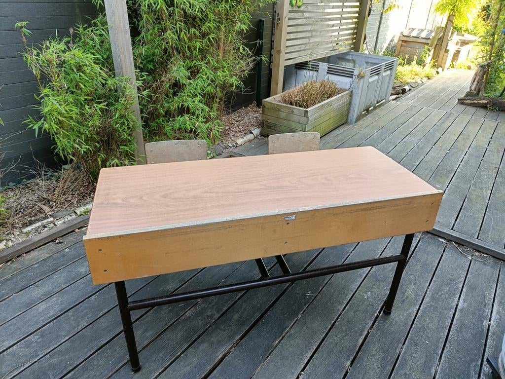 Schoolbank hout/metaal, Huis en Inrichting, Bureaus, Ophalen