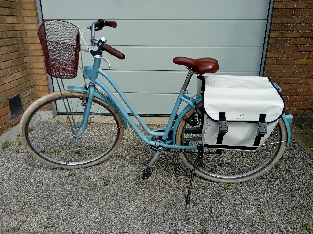 Stadsfiets meisje blauw Decathlon, Enlèvement, Utilisé, 26 pouces ou plus, Vitesses