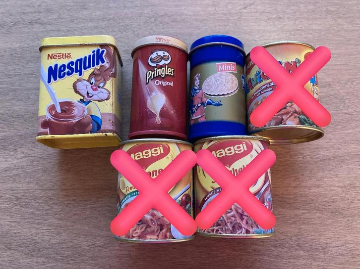 Miniatuur winkelspullen metaal - 3 stuks, Enfants & Bébés, Jouets | Jouer aux cuisines, Utilisé, Accessoires de cuisine de jeu