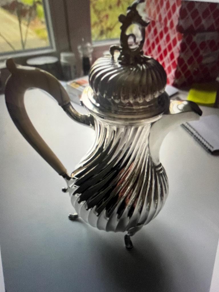 ARGENTERIE SERVICE À CAFÉ + SUCRIER FIN PLUS DE 150 D'ÂGE, Enlèvement