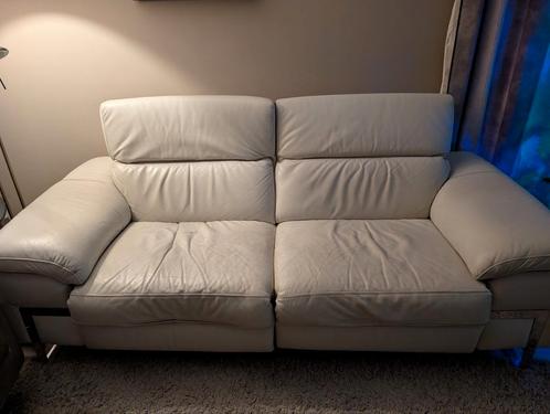 designzetel in beige leder, Huis en Inrichting, Zetels | Zetels en Chaises Longues, Zo goed als nieuw, Leer, Ophalen