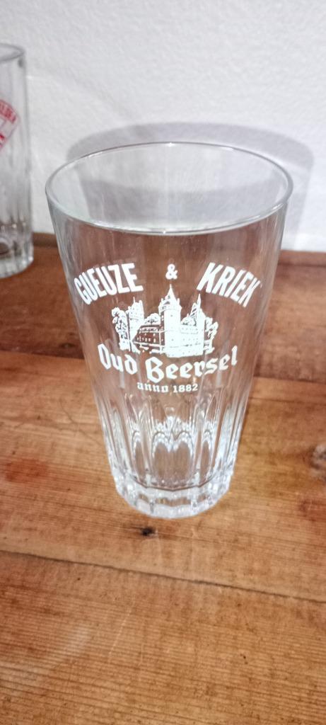 Brouwerij bier oud glas Gueuze Kriek Oud Beersel, Verzamelen, Biermerken, Gebruikt, Glas of Glazen, Overige merken, Ophalen of Verzenden