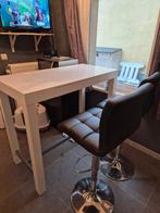 Tafel met 4 barkrukken, Ophalen, Gebruikt, Hout, In hoogte verstelbaar