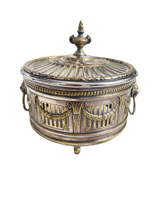 WMF M decoratieve container met leeuwenkop - Art Nouveau Ele, Antiek en Kunst, Antiek | Zilver en Goud, Zilver, Ophalen of Verzenden