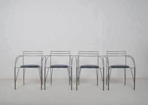 4 Stoelen Lune d'Argent door Pascal Mourgue voor Fermob,1985, Maison & Meubles, Chaises, Comme neuf, Quatre, Métal, Autres matériaux