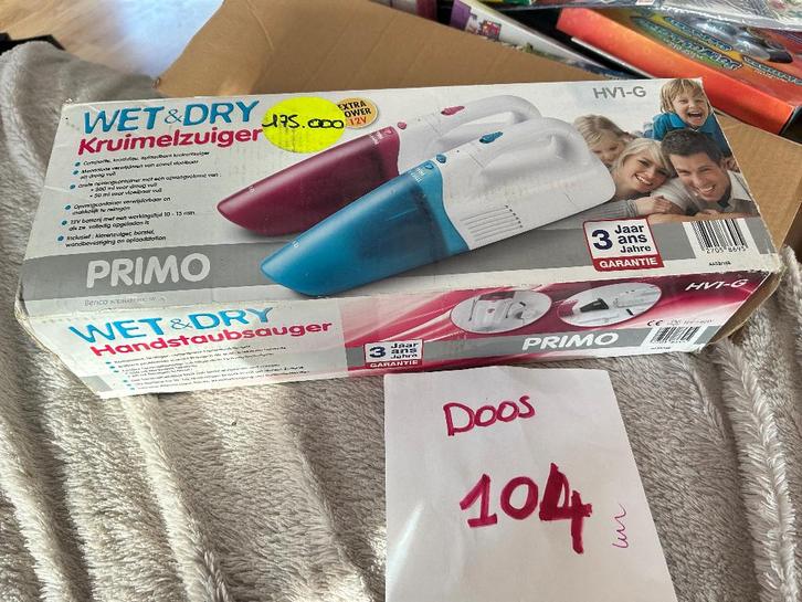 Nieuw kruimeldief droog nat primo, Electroménager, Aspirateurs, Neuf, Aspirateur de table, 1200 à 1600 watts, Réservoir, Enlèvement