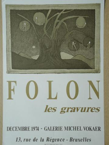 1974 FOLON Les gravures affiche lithographie gal. M. Vokaer disponible aux enchères