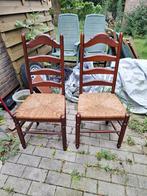 4 houten stoelen met biezen, Ophalen of Verzenden
