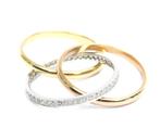 18KT gouden Trinity ring (Tri-Color) met diamanten, Wit, Ophalen of Verzenden, Met edelsteen, Dame