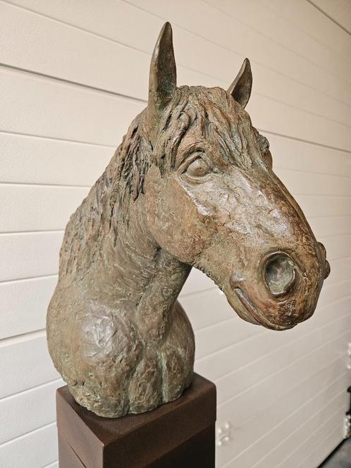 Bronzen sculptuur boerenpaard Ron Deblaere met certificaat !, Antiek en Kunst, Kunst | Beelden en Houtsnijwerken, Ophalen of Verzenden