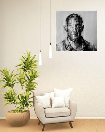 Schilderij peinture painting ‘Head02’ 50x50  beschikbaar voor biedingen