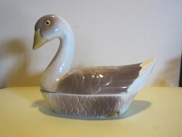 Vintage Michel CAUGANT zwaan terrine, patépot keramiek, Antiek en Kunst, Antiek | Keramiek en Aardewerk, Verzenden