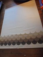 Vintage beige stof met bruine bogen van rolgordijn   1979, Ophalen, Gebruikt