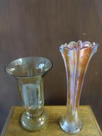 Set van 2 vazen in glas, Maison & Meubles, Accessoires pour la Maison | Vases, Enlèvement, Utilisé, Moins de 50 cm, Orange