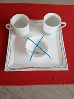 2 tasses en porcelaine + plat, Enlèvement ou Envoi, Comme neuf, Porcelaine, Tasse et/ou soucoupe