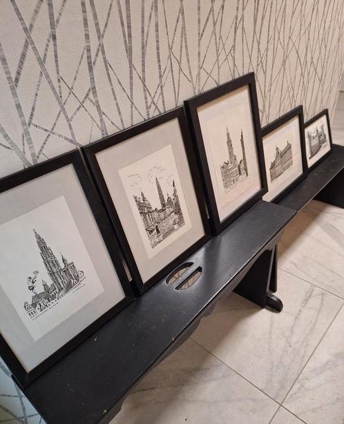 Antwerpenaar? 5 etsen/werken rond Antwerpen netjes modern, Huis en Inrichting, Woonaccessoires | Lijsten, Zo goed als nieuw, Ophalen