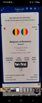 4 tickets belgique Roumanie fan first tickets, Tickets & Billets, Sport | Football, Juin