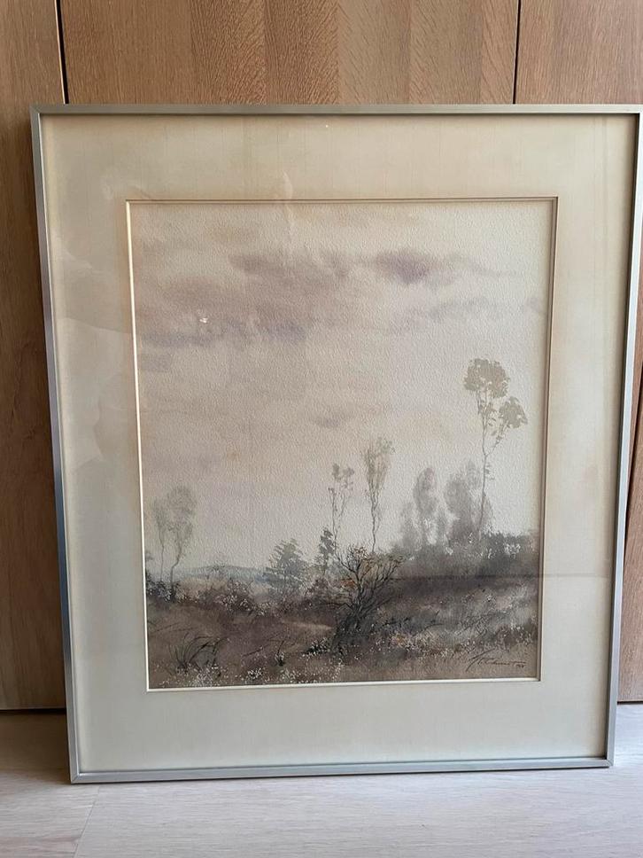 Aquarel van Pierre Chariot - Clair matin 1975, Antiek en Kunst, Kunst | Schilderijen | Klassiek, Ophalen