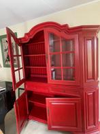 Vintage rode vitrinekast, Huis en Inrichting, Ophalen, Gebruikt, 200 cm of meer, 150 tot 200 cm